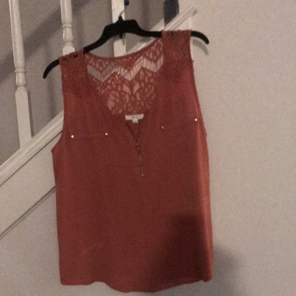 Sleeveless coral blouse